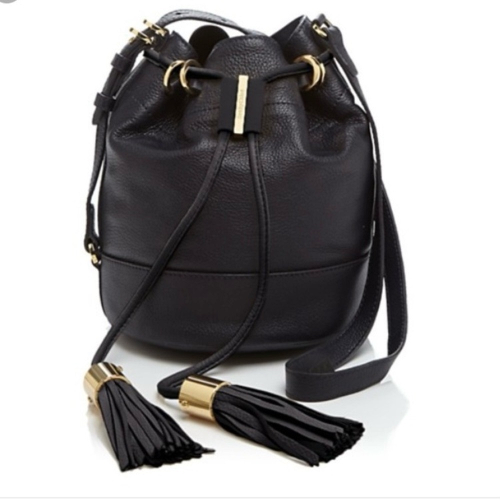 See By Chloe Black‎ Bucket Bag Purse Adjustable Strap Tassels Gold Tone Hardware